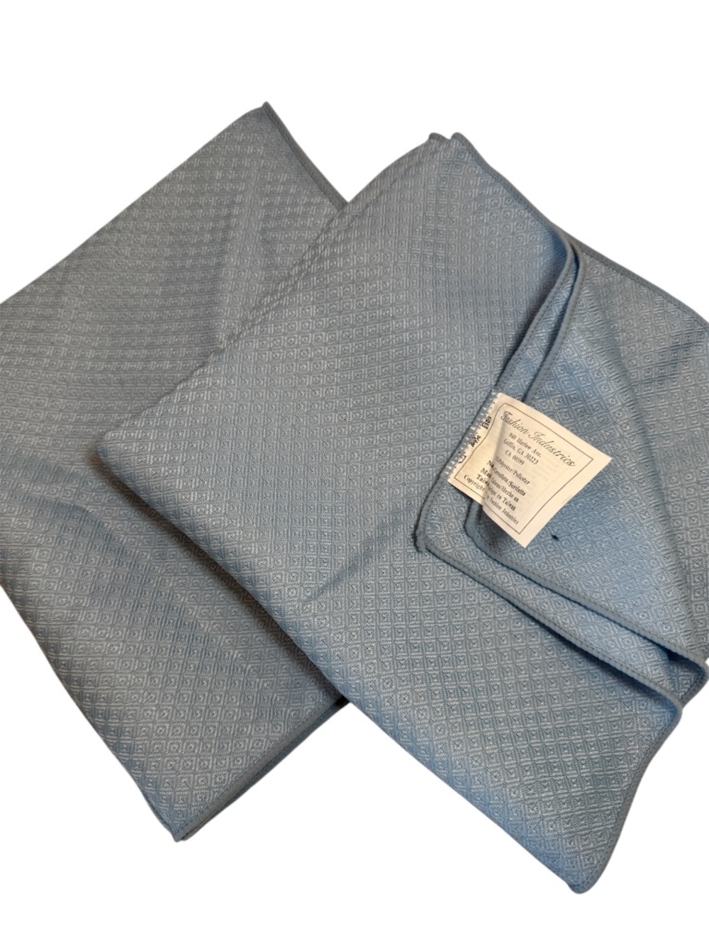 Set of two Vintage Fashion Industries Linen Napkins baby light blue